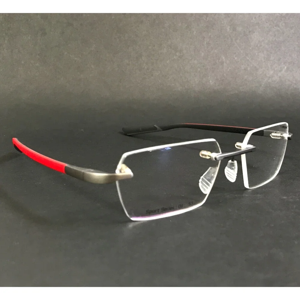 McLaren Eyeglasses Frames ML MS-85 C01 Black Red Rimless Rectangle 53-18-145